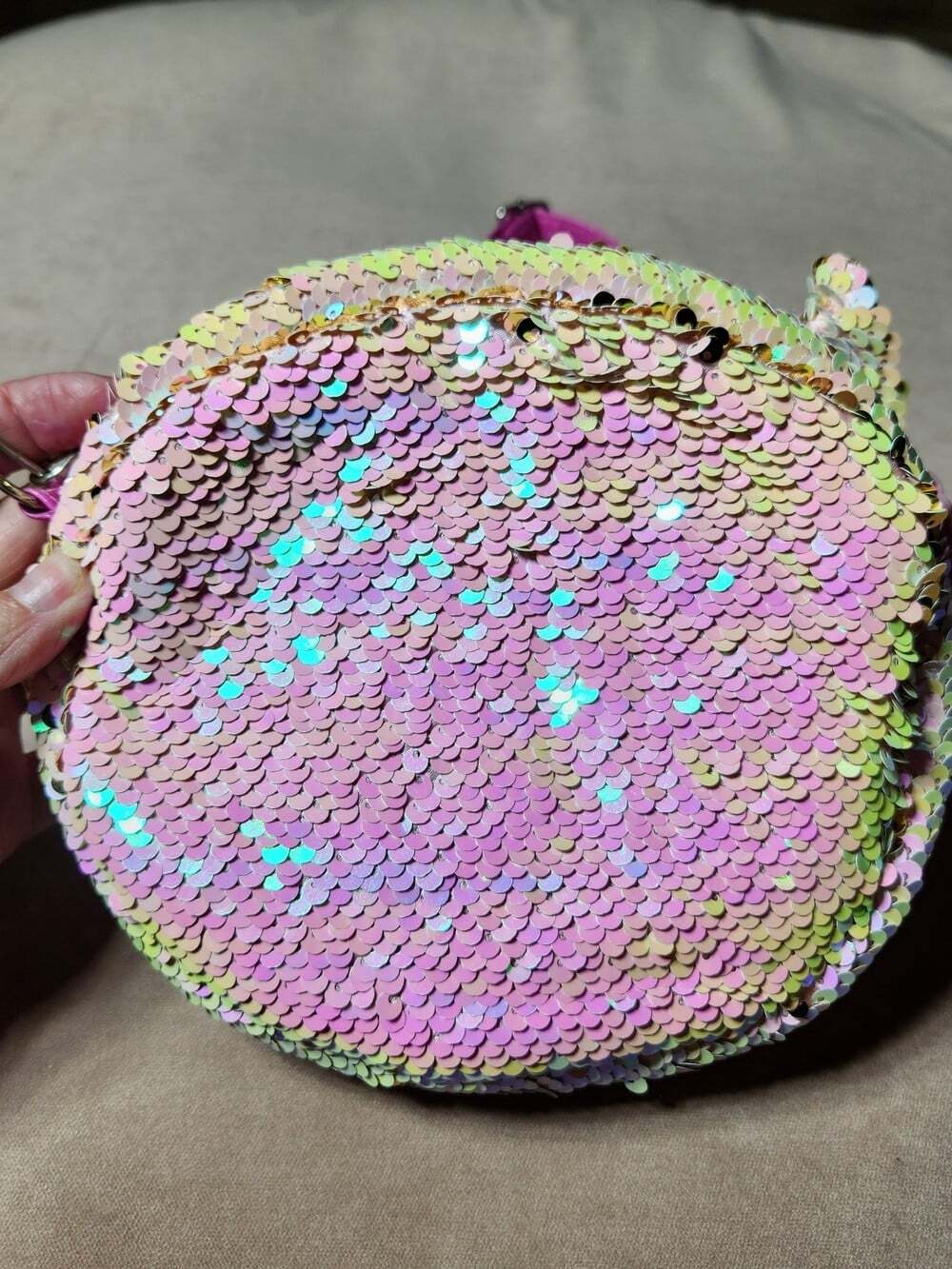 Ty Fantasia Flippable Sequin Unicorn Crossbody Bag Iridescent Pink and Gold - Picture 3 of 12